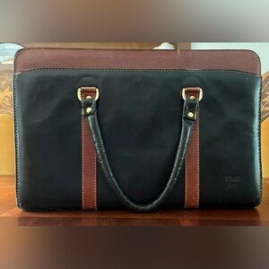 Vintage Y2K leather brief case black brown